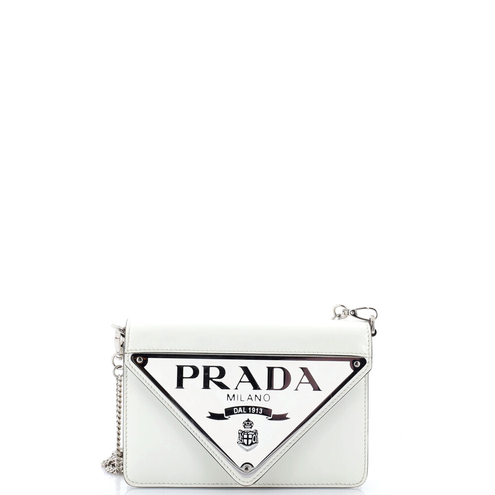 Prada Small Maxi Triangle Logo Chain Flap Bag